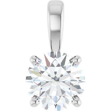 14K Gold Round Lab-Grown Diamond Solitaire Necklace or Pendant – up to 1 1/4 CTW - White Gold