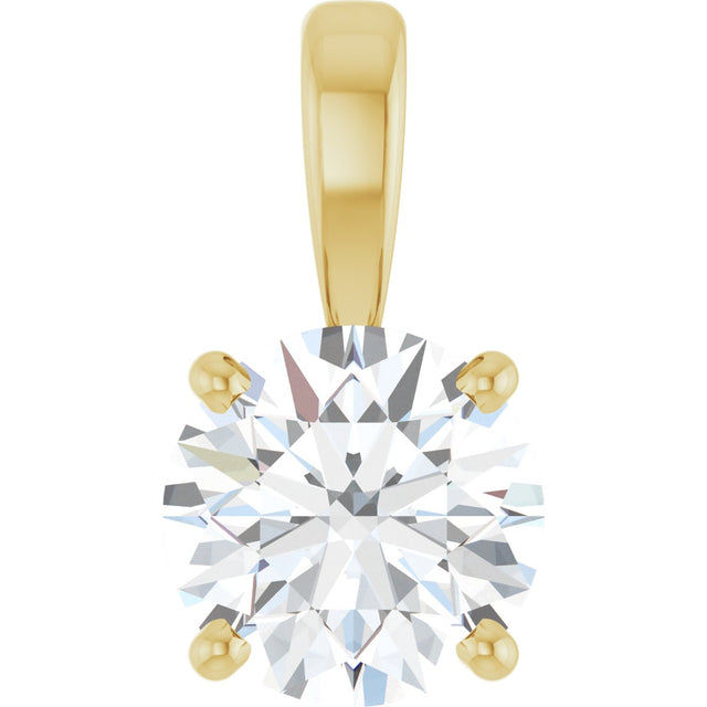 14K Gold Round Lab-Grown Diamond Solitaire Necklace or Pendant – up to 1 1/4 CTW - Yellow Gold
