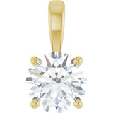 14K Gold Round Natural Diamond Solitaire Necklace or Pendant – up to 1 1/4 CTW - Yellow Gold