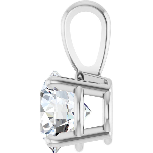 14K Gold Round Lab-Grown Diamond Solitaire Necklace or Pendant – up to 1 1/4 CTW - White Gold - view 3