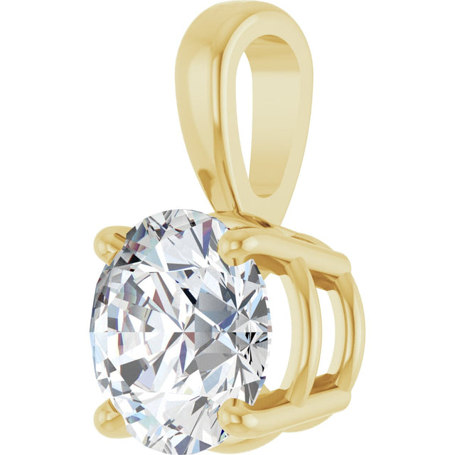 14K Gold Round Lab-Grown Diamond Solitaire Necklace or Pendant – up to 1 1/4 CTW - Yellow Gold - view 2