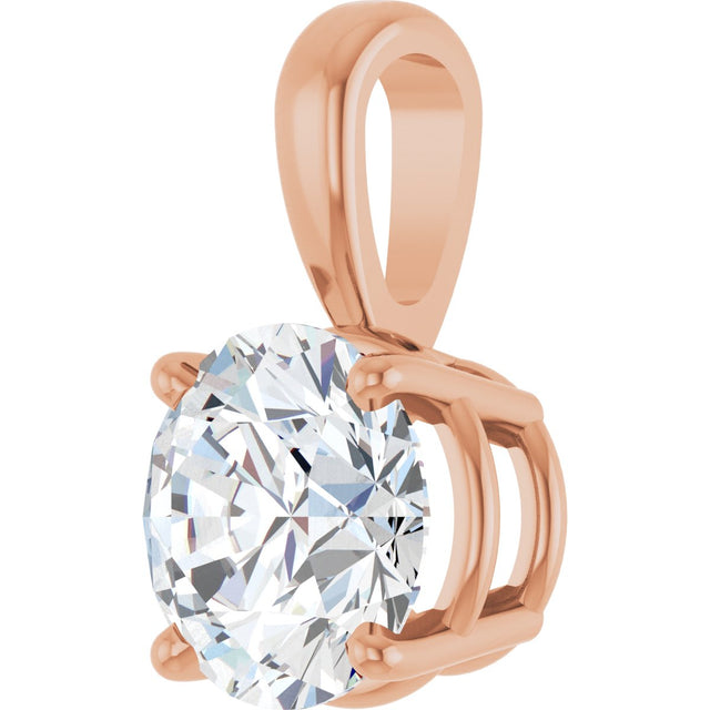14K Gold Round Lab-Grown Diamond Solitaire Necklace or Pendant – up to 1 1/4 CTW - Rose Gold - view 2