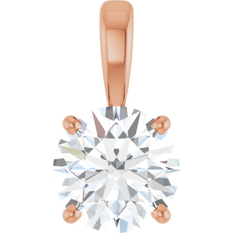 14K Gold Round Lab-Grown Diamond Solitaire Necklace or Pendant – up to 1 1/4 CTW - Rose Gold