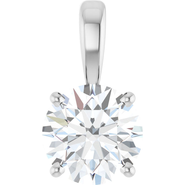 14K Gold Round Lab-Grown Diamond Solitaire Necklace or Pendant – up to 1 1/4 CTW - White Gold