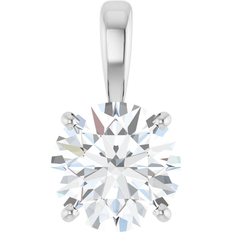 14K Gold Round Lab-Grown Diamond Solitaire Necklace or Pendant – up to 1 1/4 CTW - White Gold