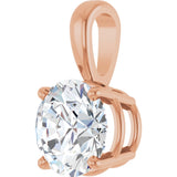 14K Gold Round Lab-Grown Diamond Solitaire Necklace or Pendant – up to 1 1/4 CTW - Rose Gold - view 2