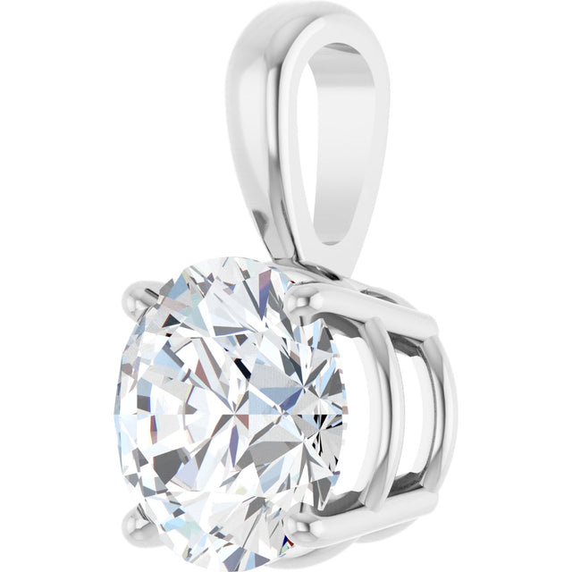 14K Gold Round Lab-Grown Diamond Solitaire Necklace or Pendant – up to 1 1/4 CTW - White Gold - view 2