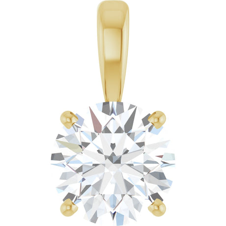 14K Gold Round Lab-Grown Diamond Solitaire Necklace or Pendant – up to 1 1/4 CTW - Yellow Gold