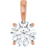 14K Gold Round Lab-Grown Diamond Solitaire Necklace or Pendant – up to 1 1/4 CTW - Rose Gold