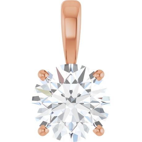14K Gold Round Lab-Grown Diamond Solitaire Necklace or Pendant – up to 1 1/4 CTW - Rose Gold