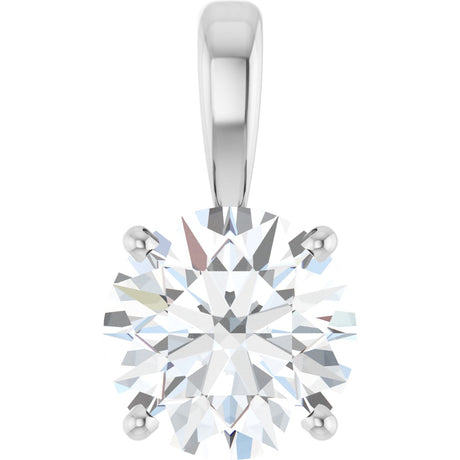 14K Gold Round Lab-Grown Diamond Solitaire Necklace or Pendant – up to 1 1/4 CTW - White Gold