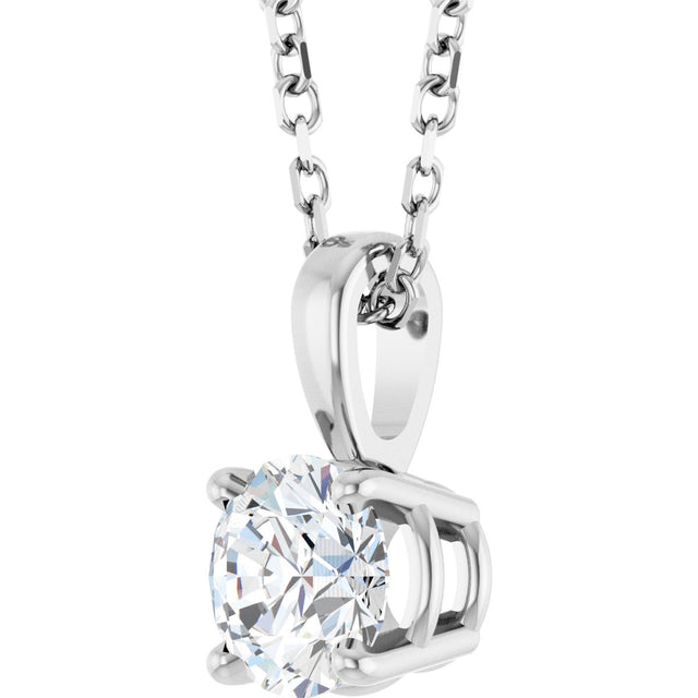 14K Gold Round Natural Diamond Solitaire Necklace or Pendant – 4-5mm Stones - White Gold - view 2