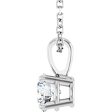 14K Gold Round Natural Diamond Solitaire Necklace or Pendant – 4-5mm Stones - White Gold - view 3