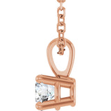 14K Gold Round Lab-Grown Diamond Solitaire Necklace or Pendant – up to 1 1/4 CTW - Rose Gold - view 3