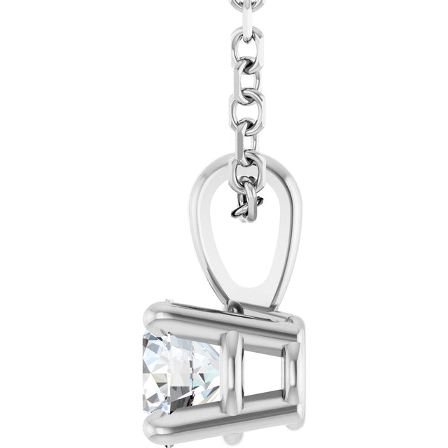 14K Gold Round Natural Diamond Solitaire Necklace or Pendant – 4-5mm Stones - White Gold - view 3