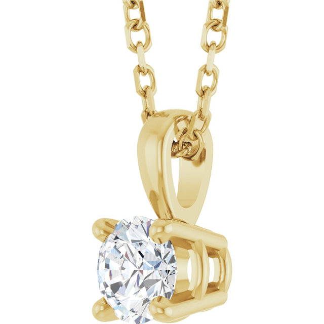 14K Gold Round Natural Diamond Solitaire Necklace or Pendant – 4-5mm Stones - Yellow Gold - view 2