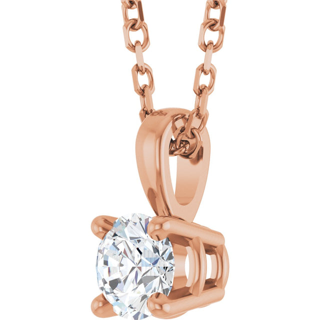 14K Gold Round Lab-Grown Diamond Solitaire Necklace or Pendant – up to 1 1/4 CTW - Rose Gold - view 2
