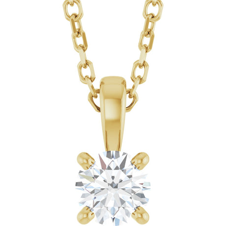14K Gold Round Natural Diamond Solitaire Necklace or Pendant – 4-5mm Stones - Yellow Gold