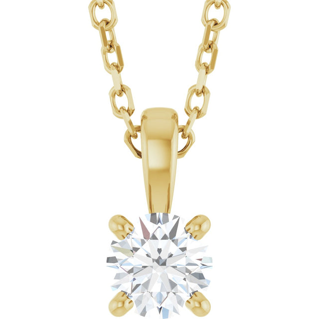 14K Gold Round Lab-Grown Diamond Solitaire Necklace or Pendant – up to 1 1/4 CTW - Yellow Gold