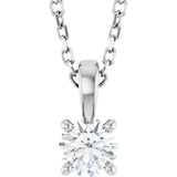 14K Gold Round Natural Diamond Solitaire Necklace or Pendant – up to 1 1/4 CTW - White Gold
