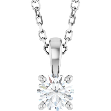 14K Gold Round Lab-Grown Diamond Solitaire Necklace or Pendant – up to 1 1/4 CTW - White Gold