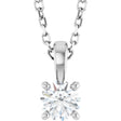 14K Gold Round Natural Diamond Solitaire Necklace or Pendant – 4-5mm Stones - White Gold