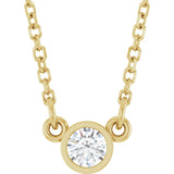 14K Gold Round Natural Diamond Bezel-Set Solitaire Birthstone Necklace - Yellow Gold