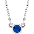 Platinum Round Lab-Grown Blue Sapphire Bezel-Set Solitaire Birthstone Necklace