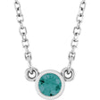 Platinum Round Lab-Grown Alexandrite Bezel-Set Solitaire Birthstone Necklace