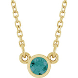 14K Gold Round Lab-Grown Alexandrite Bezel-Set Solitaire Birthstone Necklace - Yellow Gold