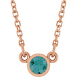 14K Gold Round Lab-Grown Alexandrite Bezel-Set Solitaire Birthstone Necklace - Rose Gold