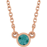 14K Gold Round Lab-Grown Alexandrite Bezel-Set Solitaire Birthstone Necklace - Rose Gold