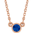 14K Gold Round Lab-Grown Blue Sapphire Bezel-Set Solitaire Birthstone Necklace - Rose Gold