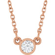 14K Gold Round Natural Diamond Bezel-Set Solitaire Birthstone Necklace - Rose Gold