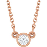 14K Gold Round Natural Diamond Bezel-Set Solitaire Birthstone Necklace - Rose Gold