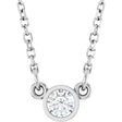 Platinum Round Natural White Sapphire Bezel-Set Solitaire Birthstone Necklace II