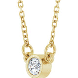 14K Gold Round Natural White Sapphire Bezel-Set Solitaire Birthstone Necklace II - Yellow Gold - view 2