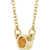 14K Gold Round Natural Citrine Bezel-Set Solitaire Birthstone Necklace II - Yellow Gold - view 2