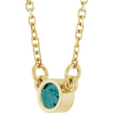 14K Gold Round Lab-Grown Alexandrite Bezel-Set Solitaire Birthstone Necklace - Yellow Gold - view 2