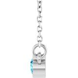 Platinum Round Natural Blue Zircon Bezel-Set Solitaire Birthstone Necklace - view 3