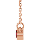 14K Gold Round Natural Mozambique Garnet Bezel-Set Solitaire Birthstone Necklace II - Rose Gold - view 3