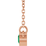 14K Gold Round Natural Emerald Bezel-Set Solitaire Birthstone Necklace - Rose Gold - view 3