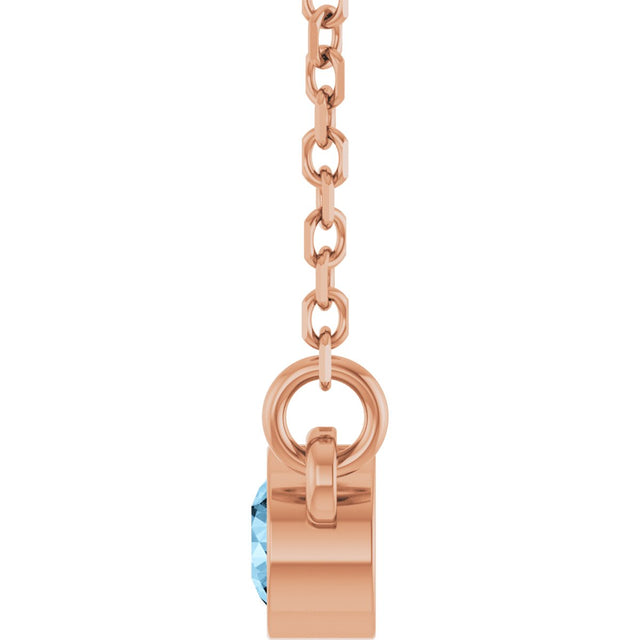 14K Gold Round Natural Sky Blue Topaz Bezel-Set Solitaire Birthstone Necklace - Rose Gold - view 3