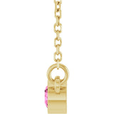 14K Gold Round Natural Pink Sapphire Bezel-Set Solitaire Birthstone Necklace - Yellow Gold - view 3