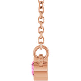 14K Gold Round Natural Pink Sapphire Bezel-Set Solitaire Birthstone Necklace - Rose Gold - view 3
