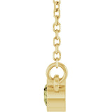 14K Gold Round Natural Green Sapphire Bezel-Set Solitaire Birthstone Necklace - Yellow Gold - view 3