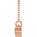 14K Gold Round Natural Green Sapphire Bezel-Set Solitaire Birthstone Necklace - Rose Gold - view 3
