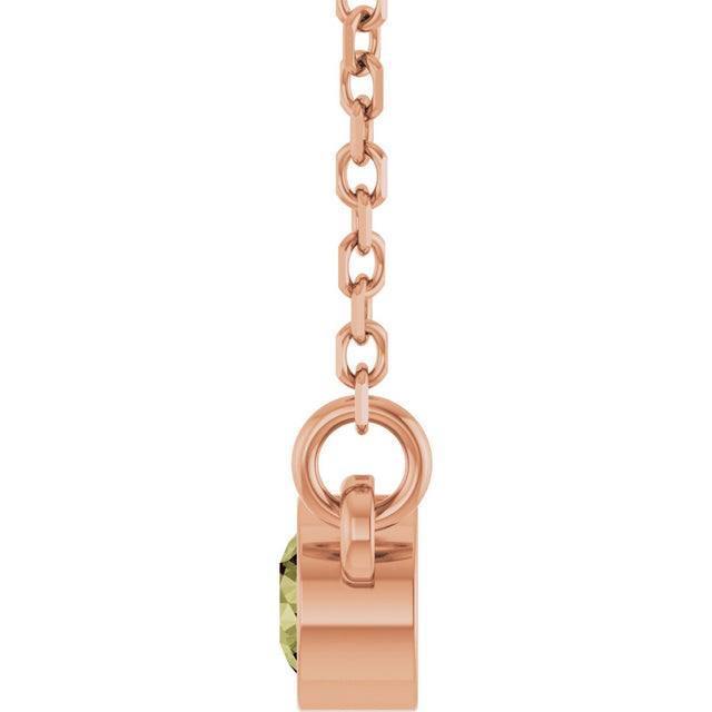 14K Gold Round Natural Green Sapphire Bezel-Set Solitaire Birthstone Necklace - Rose Gold - view 3