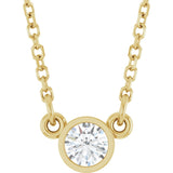 14K Gold Round Natural Diamond Bezel-Set Solitaire Birthstone Necklace - Yellow Gold