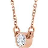 14K Gold Round Lab-Grown Diamond Bezel-Set Solitaire Birthstone Necklace - Rose Gold - view 2